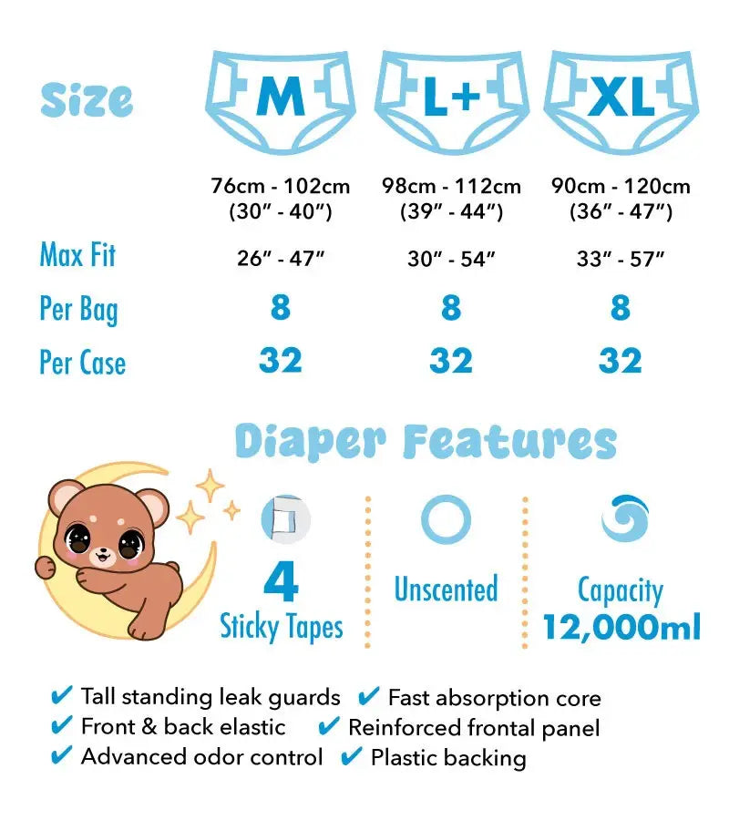 Size Guide - Medium 30" - 40" - Large+ 39"-44" - XL 36" - 47"
