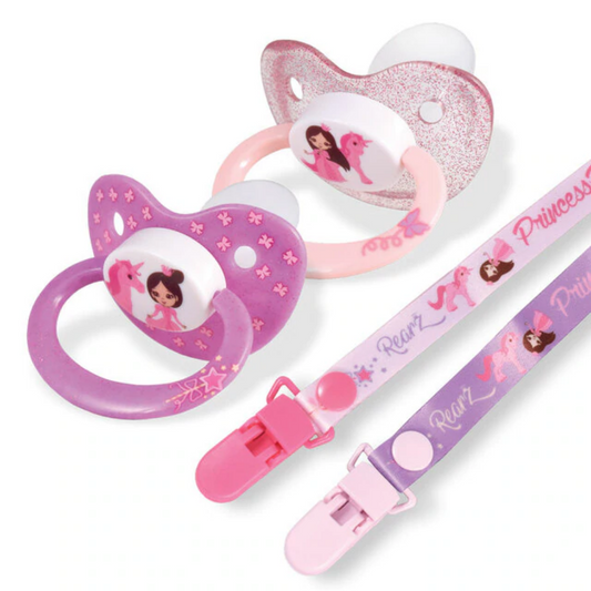 Princess Pink Pacifier and Clip 2 Pack